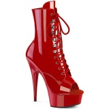 Patent 15 cm DELIGHT-1021 Exotic platform peep toe ankle boots red