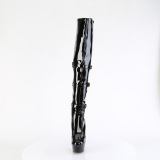 Patent 15 cm DELIGHT-3018 high heeled thigh high boots with buckles black