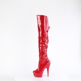 Patent 15 cm DELIGHT-3018 high heeled thigh high boots with buckles red