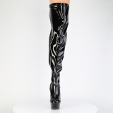 Patent 15 cm thigh high stretch overknee boots with wide calf