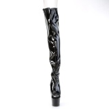 Patent 18 cm ADORE-3017 high heeled thigh high boots open toe with lace up