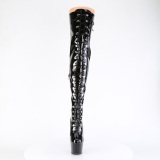 Patent 18 cm ADORE-3022 Black overknee boots with laces