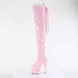 Patent 18 cm ADORE-3063 Rosa overknee boots with laces