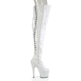 Patent 18 cm ADORE-3063 White overknee boots with laces