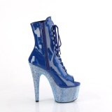 Patent 18 cm BEJ-1021-7 Exotic platform peep toe ankle boots blue