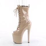 Patent 19 cm ENCHANT-1041 open toe ankle boots beige