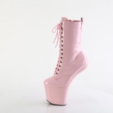 Patent 20 cm CRAZE-1040 Heelless platform pony ankle boots rose