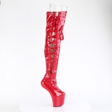 Patent 20 cm CRAZE-3050 Heelless platform overknee boots pony heels red