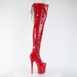 Patent 20 cm FLAMINGO-3850 Red overknee boots with laces