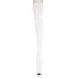 Patent 20 cm FLAMINGO-3850 White overknee boots with laces