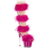 Pink 18 cm ADORE-728F exotic pole dance high heel sandals with feathers