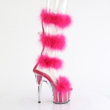 Pink 18 cm ADORE-728F exotic pole dance high heel sandals with feathers