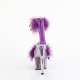 Purple 18 cm ADORE-724F exotic pole dance high heel sandals with feathers