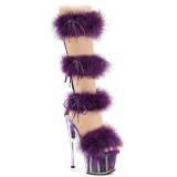 Purple 18 cm ADORE-728F exotic pole dance high heel sandals with feathers