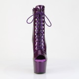 Purple glitter 18 cm peep toe high heels ankle boots platform