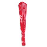 Red 13 cm thigh high stretch overknee boots with wide calf for men