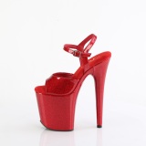 Red high heels 20 cm FLAMINGO-809GP glitter platform high heels