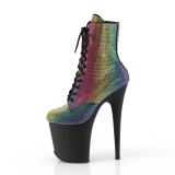 Rhinestones ankle boots platform 20 cm FLAMINGO-1020RS2 pleaser high heels ankle boots