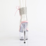 Rose 18 cm ADORE-791-2RS transparent platform high heels with ankle straps