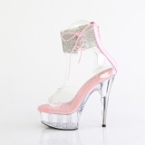 Rose rhinestone 15 cm DELIGHT-624RS pleaser high heels with ankle cuff