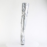 Silver 15 cm DELIGHT-3000HWR Hologram exotic pole dance overknee boots