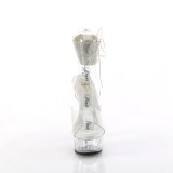 Silver 15 cm DELIGHT-627RS transparent platform high heels with ankle straps