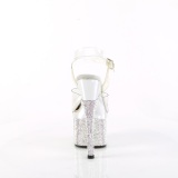 Silver 18 cm ESTEEM-708DM-2 rhinestone platform high heels