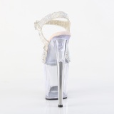 Silver 20 cm FLAMINGO rhinestone platform high heels