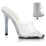 Silver mules 11,5 cm GALA-01DM strass high heeled mules