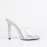 Silver mules 11,5 cm GALA-01DML strass high heeled mules