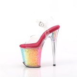 Transparent 20 cm FLAMINGO-808RG-02 glitter platform high heels shoes