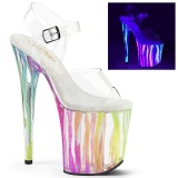 Transparent 20 cm FLAMINGO-808RG-03 glitter platform high heels shoes