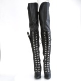 Vegan 13 cm SEDUCE-3082 high heeled thigh high boots with lace up