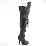 Vegan 13 cm SEDUCE-3082 thigh high boots for mens and drag queens in black