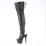 Vegan 18 cm ADORE-3017 high heeled thigh high boots open toe with lace up