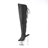 Vegan 18 cm SPECTATOR-3019-2 Black overknee high heel boots