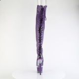 Vegan 18 cm SPECTATOR-3030 Purple high heeled thigh high boots open toe with lace up