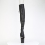 Vegan 20 cm CRAZE-3019 Heelless platform overknee boots pony heels black