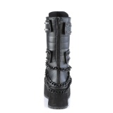 Vegan 8,5 cm TRASH emo calf-high mens boots platform with buckles black