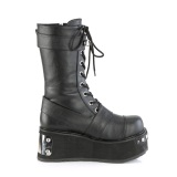 Vegan 8,5 cm TRASH250 mens boots platform with buckles black