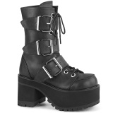 Vegan 9,5 cm RANGER-308 gothic womens chunky platform boots with buckles