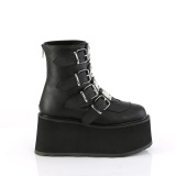 Vegan 9 cm DAMNED-105 womens ankle boots platform with buckles black