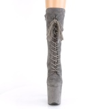 Vegan suede 20 cm FLAMINGO-1050FS Exotic pole dance boots in gray