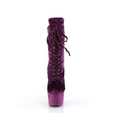 Velvet 18 cm ADORE-1045VEL Purple ankle boots high heels + protective toe caps