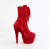 Velvet 18 cm ADORE-1045VEL Red ankle boots high heels + protective toe caps