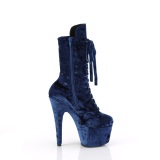 Velvet 18 cm ADORE-1045VEL blue ankle boots high heels + protective toe caps