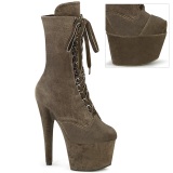 Velvet 18 cm ADORE-1045VEL khaki ankle boots high heels + protective toe caps