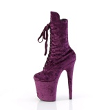 Velvet 20 cm FLAMINGO-1045VEL Purple ankle boots high heels + protective toe caps