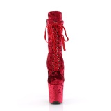 Velvet 20 cm FLAMINGO-1045VEL Red ankle boots high heels + protective toe caps