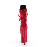 Velvet 20 cm FLAMINGO-1045VEL Red ankle boots high heels + protective toe caps